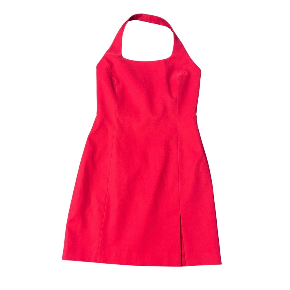 NWT Cache Dress Womens 10 Red Halter Square Neck Front Slit Formal Cocktail